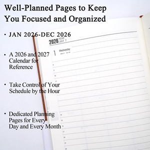 2026 Op Maat Bedrukte A5 Lederen Agenda Gepersonaliseerde Wekelijkse/Maandelijkse Planner Hardcover Notitieboek Met 192 Naaien Bindbladen - Product Image 3