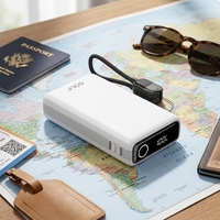 Batterie externe portable 10000 mAh avec double sortie Type C, câble intégré, affichage numérique LCD, charge rapide 20W, prix de gros