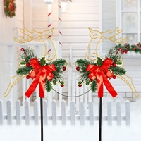 Lampes LED étanches en forme de rennes de Noël à piquer dans le sol, silhouettes de cerfs en métal pour la décoration de jardin et de pelouse en période des fêtes