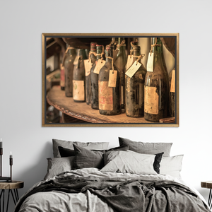 Vintage Wine Bottles <b>Canvas</b> Print: Elegant Trendy Bar Decor,GOLD FRAMED <b>CANVAS</b> - Product Image 3