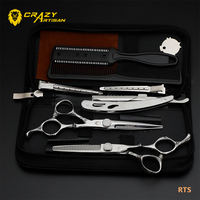 Louco Artesanal OEM 6.0 7.0 inch melhor cabelo tesoura barbeiro tesouras para iniciantes