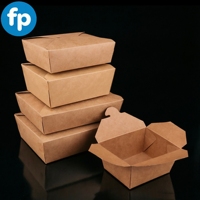 Boîte à lunch en papier kraft imprimée sur mesure, emballage alimentaire jetable pour les restaurants