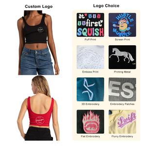 เสื้อกล้ามสำหรับผู้หญิงเสื้อออกกำลังผ้าคอตตอนสแปนเด็กซ์แบบถักทรงเข้ารูปฤดูร้อน - Product Image 3