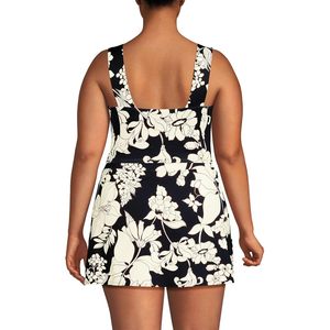 Haut de maillot de bain mi-long à col carré pour femme, sans manches, imprimé numérique, UPF50+, en spandex et polyester - Product Image 2