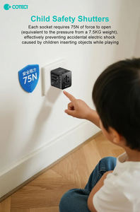 Adaptador de Viaje Universal Global COTECi para Teléfonos Móviles, Enchufe Eléctrico de Carga Rápida de 70W GaN con <span class=keywords><strong>3</strong></span> Tomas de CA - Product Image 4