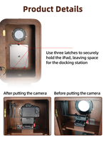 TOPS Promotion exceptionnelle : Cabine photo rétro en bois pour iPad 12,9 pouces, compatible appareil photo reflex numérique, en chêne rouge vintage, avec boîte d'impression instantanée en bois pour selfies