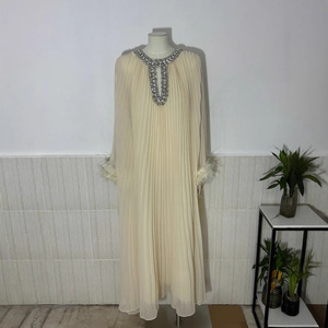 Nuevo Vestido Casual Holgado de Mujer con Mangas de Plumas de Avestruz y Pliegues, a la Moda - Product Image 6