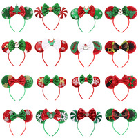 Serre-tête de Noël transfrontalier fait main avec nœud à paillettes et boules colorées, thème sapin de Noël, pour fêtes et parcs d'attractions