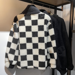 Blouson ample pour <span class=keywords><strong>homme</strong></span> de style rétro, en <span class=keywords><strong>laine</strong></span>/polyester, à col montant, avec broderies et motif écossais vintage - Product Image 2