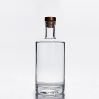 Botol Anggur Kaca Mewah Berkualitas Tinggi 700ml dan 750ml dengan Tutup T-cork Bentuk Bulat untuk Whisky Vodka Tequila Bening