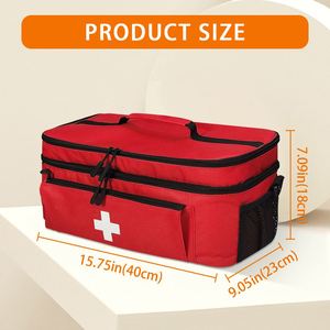 Bolsa de primeros auxilios, bolsa organizadora de medicamentos de doble capa para gimnasio, oficina, camping - Product Image 4