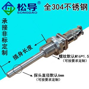 เซ็นเซอร์วัดอุณหภูมิแบบแพลตตินัมเกรดการบิน, รุ่น Pt100WZP-270, เกลียว M16*1.5, เกรดการบิน - Product Image 4