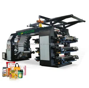 6 color stack flexographic packaging printing machine for paper cup box bag pe pp pet bopp plastic fabric non-woven bag package