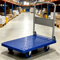Chariot à plateforme en plastique à quatre roues pour la manutention de marchandises dans les bureaux, les usines, les magasins et les entrepôts