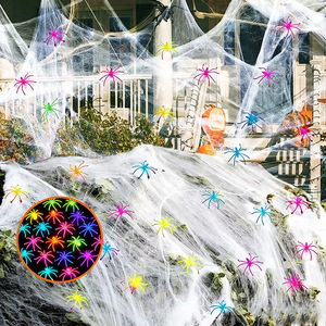 Pafu Halloween Stretchable <strong>Spider</strong> Web Cotton Multicolor <strong>Spiders</strong> <strong>Fake</strong> Cobweb Haunted House Yard Outdoor Halloween Party Supplies - Product Image 1