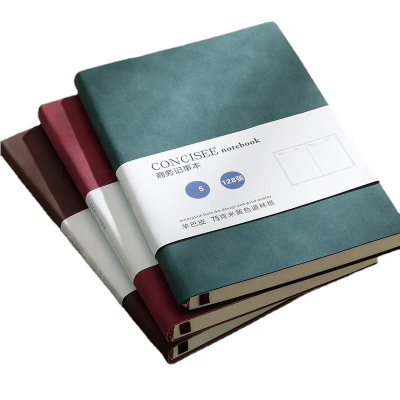 Promotional Folded Double Layer Planner Wholesale Pu Leather Softcover Business Book Dot Grid Journal A5 B5 Notebooks/
