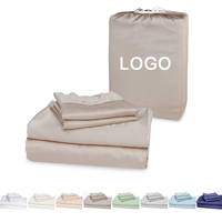 Parure de draps 4 pièces en microfibre tissée, moderne et personnalisable, pour le marché américain, rafraîchissante pour l'été, 300 fils, écologique, durable et respirante