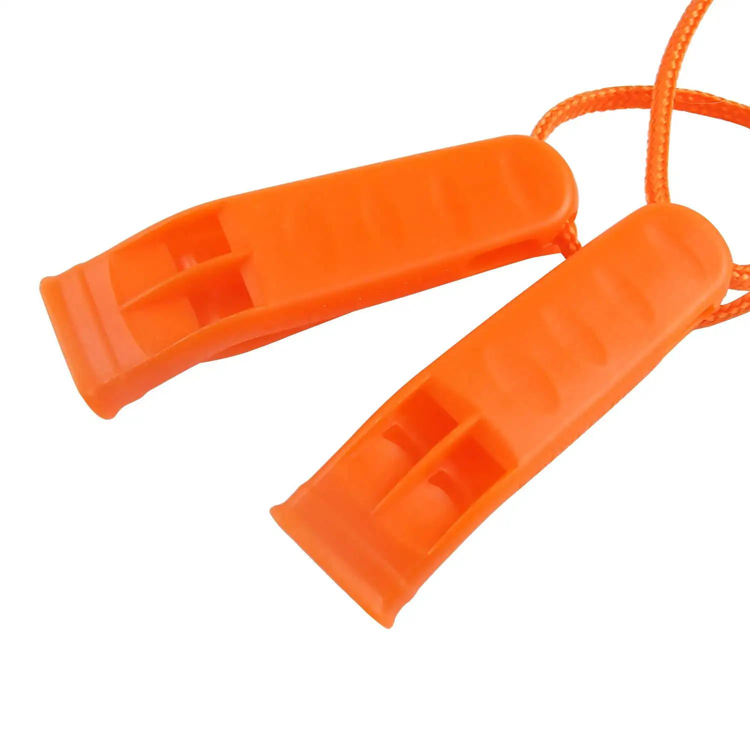 Wholesale Outdoor Orange Plastic Emergency Survival Rescue Safety Flat Whistle Lanyard Survival Whistle For Outdoor Hiking