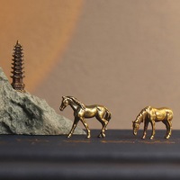 1 pièce Mini figurines de chevaux en laiton, 4 styles, ornements de poneys métalliques détaillés, décoration pour jardin, aquarium et bonsaï