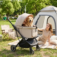 Poussette pour animaux de compagnie pliable à une main, 4 roues, en aluminium, légère, portable, personnalisée, pour chiens de grande/moyenne taille
