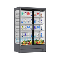 Réfrigérateur commercial extérieur à LED avec dégivrage automatique, double porte vitrée blanche/noire, pour boissons froides, légumes et fruits