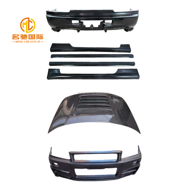 For Nissan GTR34 R34 Body Kit Bumper Car Hood Front Lip Side Skirt Diffuser