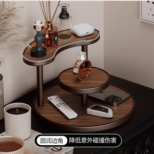 Support de rangement cosmétique à 2 niveaux, organisateur de maquillage en bois pour parfums, rouges à lèvres, produits de soin de la peau, support de bureau - Product Image 4