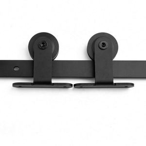 WEKIS Modern Industrial Matt Black Steel & Brass Barn Door Roller Fittings <b>Kit</b> for Bedroom Sliding Barn Door - Product Image 6