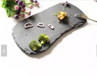 Assiettes de service alimentaire en ardoise noire irrégulière, meilleures ventes