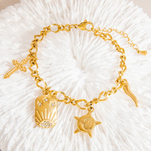 Pulsera de Acero de Titanio Estilo Europeo y Americano con Colgante de Estrella de Mar, Color Oro 18K, Serie Océano, Joyería Resort - Product Image 2
