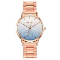 Jam Tangan Wanita Fashion Quartz dengan Tali Akrilik, Dial Bunga Berembos Gradasi, Terlaris Lintas Negara