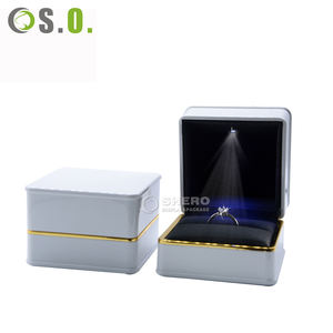 Plastic LED Light <b>box</b> <b>Blue</b> Red Custom Logo Plastic Jewelry <b>Box</b> with a golden border - Product Image 6