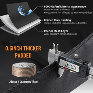 Estuche Acolchado Portátil para Teclado de 61 Teclas, Bolsa de Transporte para Teclado de Piano Electrónico - Product Image 5