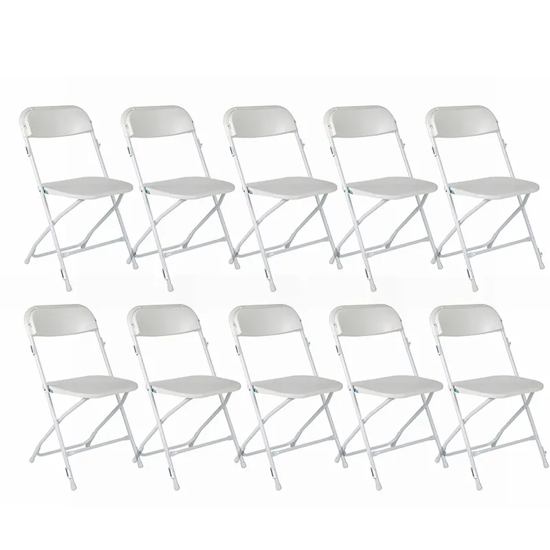 Wholesale 10-pack Cheap Modern Portable Colorful Garden Outdoor foldable Metal white Plastic Folding Chairs for events wedding