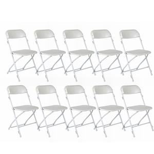 Wholesale 10-pack Cheap Modern Portable Colorful Garden Outdoor foldable Metal white Plastic Folding Chairs for events wedding