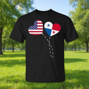 T-shirt Loving Usa con bandiera di Panama a forma di cuore per gli americani panamensi - Product Image 3