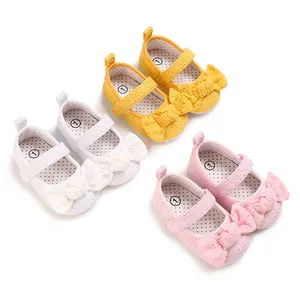 Valen סינא Bowknot בנות תינוק נעלי 0-1 שנה יילוד שטוח שמלת נעלי לבן טבילה