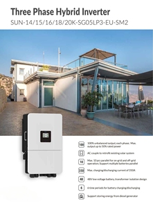 ยูเครน Solar Sun-20k-sg05lp3-eu-sm2 ระบบไฮบริดสามเฟส 15KW 16KW 18KW 20kw แบบออนกริดและออฟกริด 2 Mppt 30kw - Product Image 6