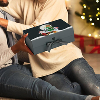 Boîtes d'emballage cadeau de Noël décoratives de qualité supérieure, noires, épaisses, grandes, magnétiques, pliables, avec couvercles