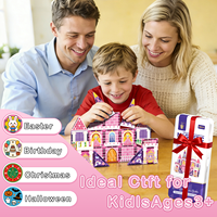 Bloques de Construcción Magnéticos Educativos de Plástico con Ventanas de Colores, Rompecabezas Magnético de Castillo Rosa, Regalo Festivo, Desarrollo de Habilidades