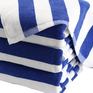 cotton bath towels 75*150cm 500g thickening beach towel white blue stripe wholesale beach towel