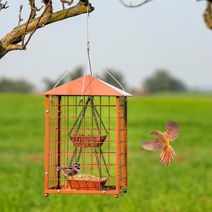 Mangeoire à oiseaux en fil métallique personnalisée JH-Mech, résistante aux intempéries, durable, anti-écureuils, design double couche, suspendue, en métal. - Product Image 4