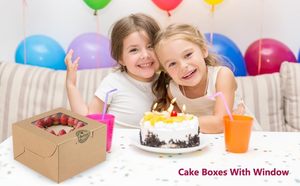 Boîtes à pâtisserie en kraft avec fenêtre, boîtes à gâteaux, boîtes de boulangerie, contenants à gâteaux jetables pour gâteaux, pâtisseries, tartes, desserts/marron - Product Image 5