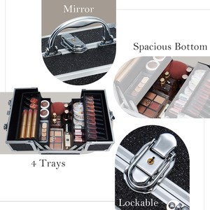 Trousse de maquillage rigide portable pour filles organisateur cosmétique avec boîte à bijoux de vernis à ongles pour maquilleurs <span class=keywords><strong>et</strong></span> <span class=keywords><strong>valise</strong></span> de vanité - Product Image 4