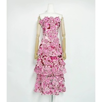 Robe midi décontractée pour femme, sans bretelles, à fleurs brodées, à volants, coupe évasée, élégante, pour les occasions quotidiennes et spéciales