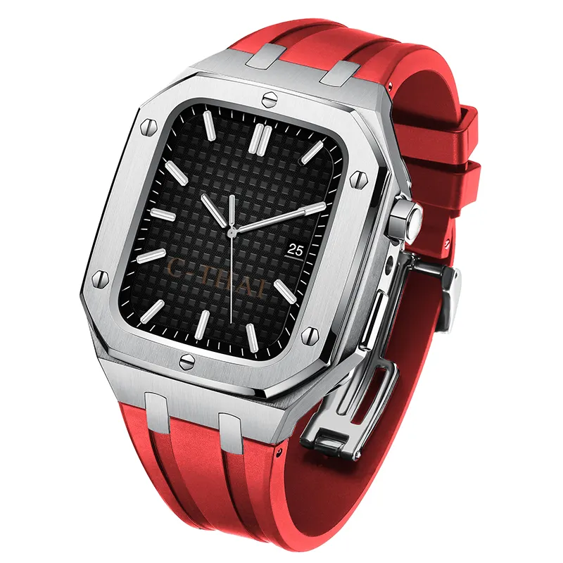 Coque métallique de luxe en acier inoxydable 316l, pour apple watch 7 6, boîtier métallique pour iwatch