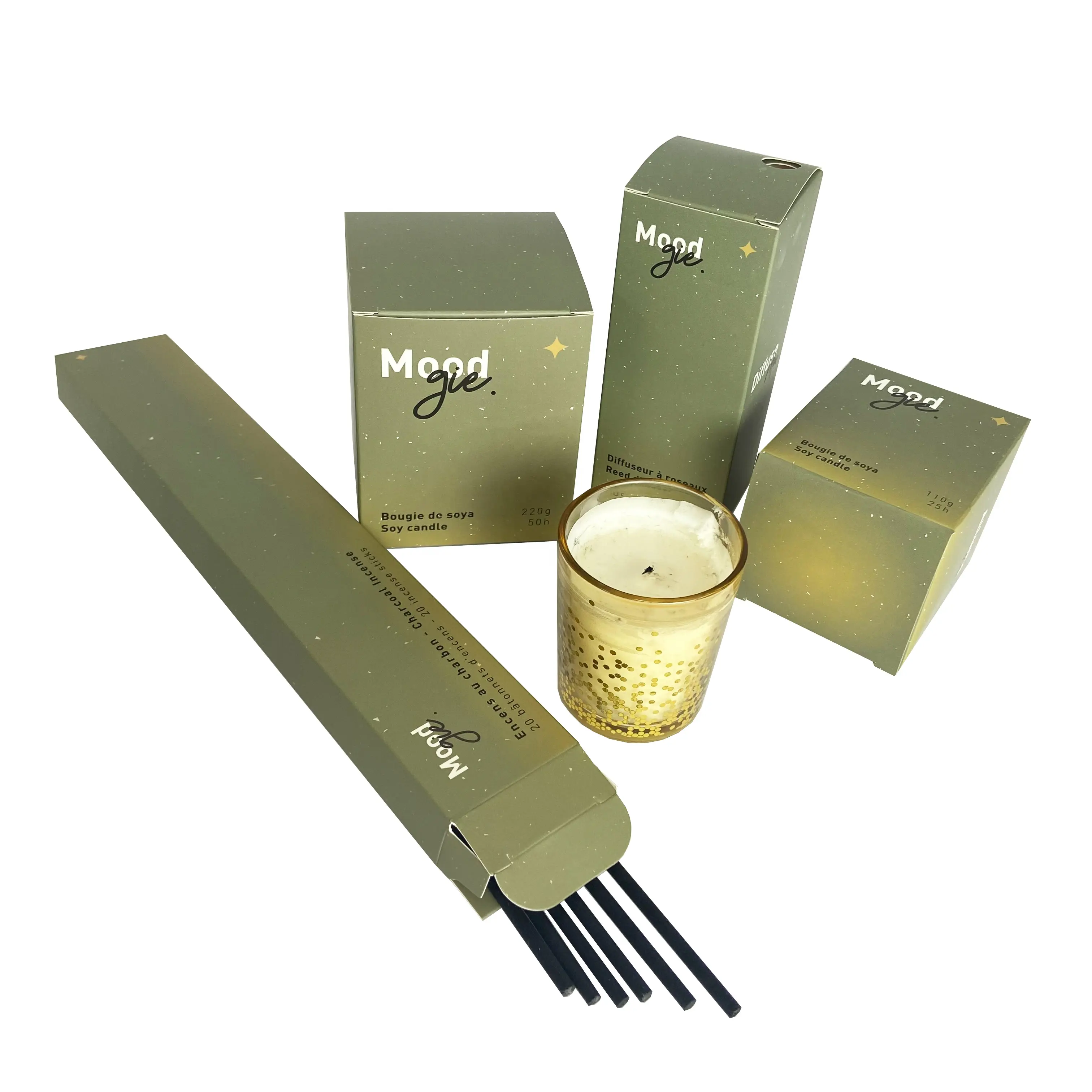Оптовая продажа, коробка для свечей с логотипом на заказ, деревянные палочки, бумажная упаковка для благовоний, коробка для диффузора