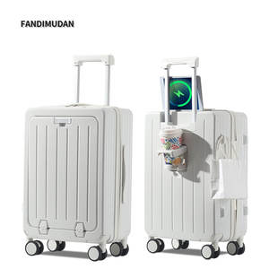 Set di valigie <span class=keywords><strong>da</strong></span> <span class=keywords><strong>viaggio</strong></span> per il tempo libero <span class=keywords><strong>da</strong></span> 20/24/26 pollici con apertura frontale alla moda Trolley con portapacchi Stand-alone incorporato - Product Image 1