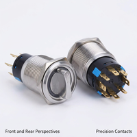 22mm 2 3 Position 12V Étanche IP65 Acier Inoxydable Momentané/Verrouillage 1NO + 1NC/2NO + 2NC Sélecteur de Type Rotatif