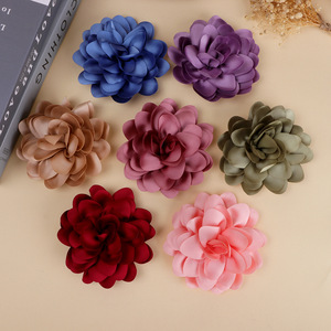 Flor de camelia de satén hecha a mano de 9.5 cm para accesorios para el cabello, zapatos, sombreros, ropa, flores decorativas de tela, suministros para manualidades. - Product Image 1